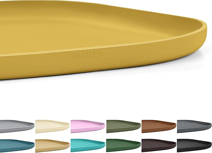 Smilool Small Silicone Pet Food Mat with Raised Edge for Food and Water Bowl, Square Dog Feeding Mats, Cat Food Trays for Floor Waterproof, Rubber Tray for Dogs and Cats, 12 x 12 x 0.7 Honey