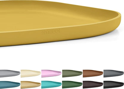 Smilool Small Silicone Pet Food Mat with Raised Edge for Food and Water Bowl, Square Dog Feeding Mats, Cat Food Trays for Floor Waterproof, Rubber Tray for Dogs and Cats, 12 x 12 x 0.7 Honey