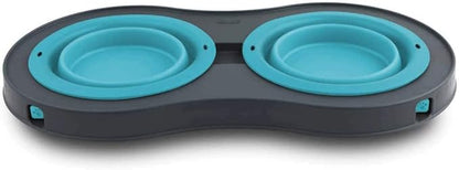 Dexas Popware for Pets Double Elevated Pet Feeder, Small, Gray/Blue