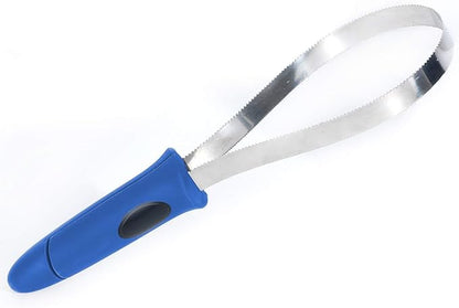 BOTH WINNERS Dual-Sided Shedding Blade with Stainless Steel Blade De-Shedding Tool for All Dog Coat Types- Soft Touch Grip (BLUE)