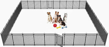 Dog Fence Outdoor Indoor, 47 Inch Height 40 Panels Dog Playpen for Large/Medium/Small Dogs Metal Dog Pen for Yard Camping and RV | Black-Silver