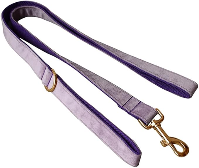 Love Dream Velvet Dog Collar and Leash Set, Soft & Comfy Adjustable Dog Leash and Collar with Heavy Duty Metal Buckle for Small Medium Large Dogs Training & Walking (Large, Purple)