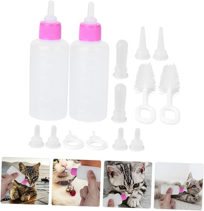 2sets Reusable Cat Feeding Bottles Kitten Milk Feeder Soft and Sturdy Pet Nursing Tool for Kittens and Puppies Easy to Use and Portable Feeding