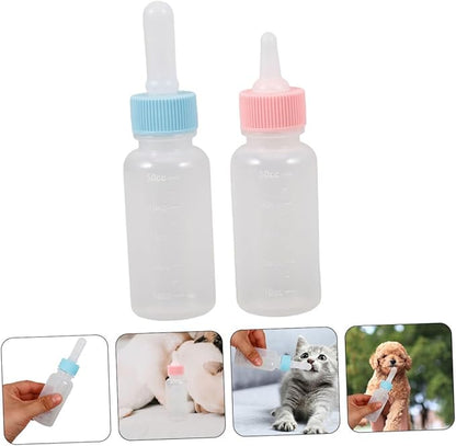POPETPOP 2pcs Newborn Kitten and Puppy Feeding Bottles Small Animal Milk Bottles Replacement Nipples for Nursing Construction for Safe Pet Feeding