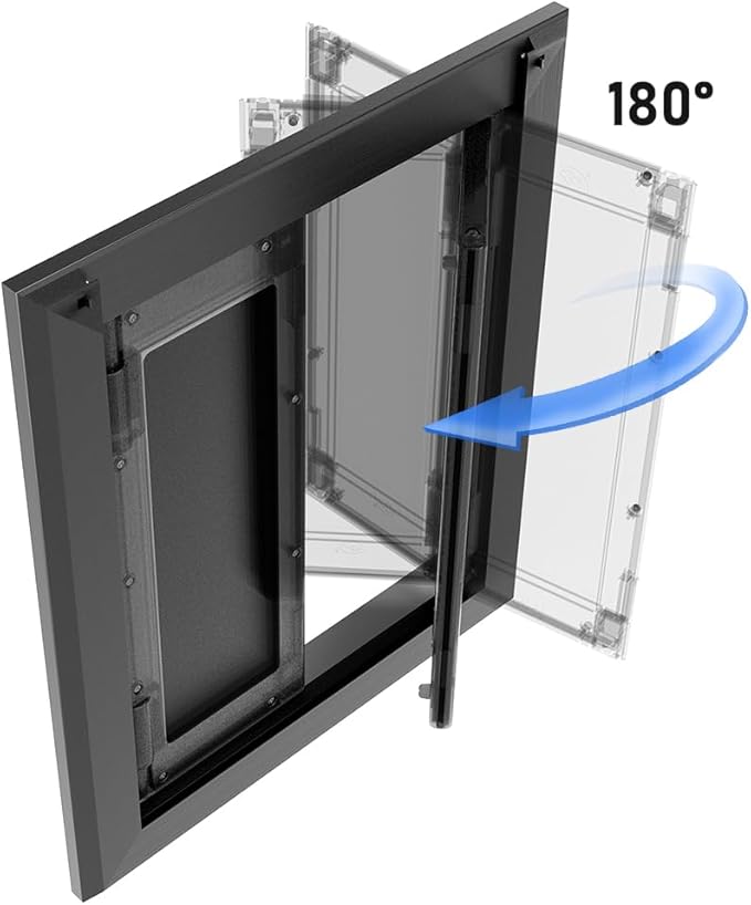 Aluminum French Large Dog Door, Heavy-Duty with Strong Double Magnetic Flaps & Aluminum Telescoping Tunnel, for Large/Medium Dogs Up to 110LBS - Black