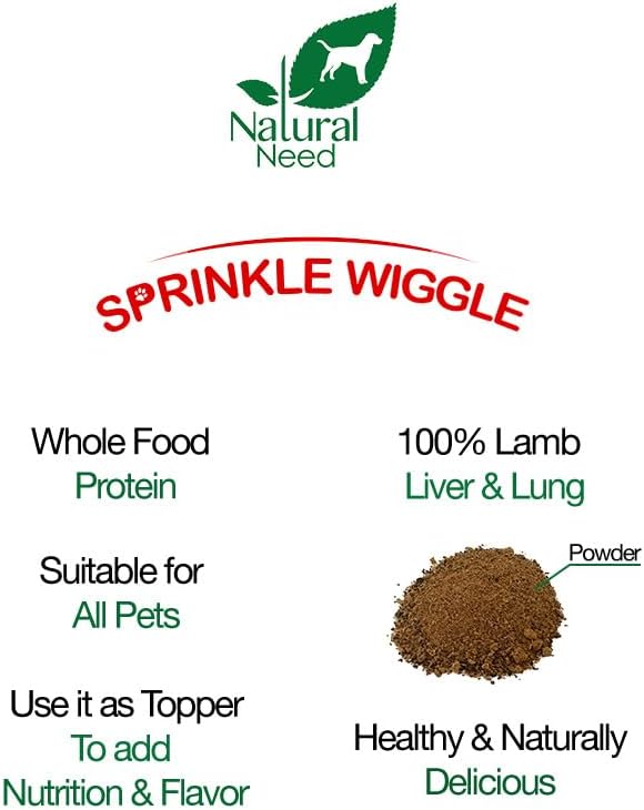 Sprinkle Wiggle - All Natural, Grass-Fed & Free-Range, 100% Lamb Liver & Lung Mix Topper for Dog Food, 5.3oz
