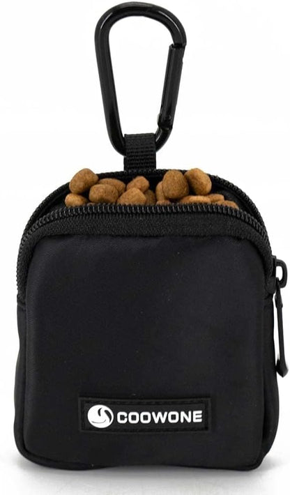 Waterproof Dog Treat Pouch, Dog Training Treat Pouch Built in Poop Bag Dispenser Adjustable Shoulder Bag (BLK) (BLK)