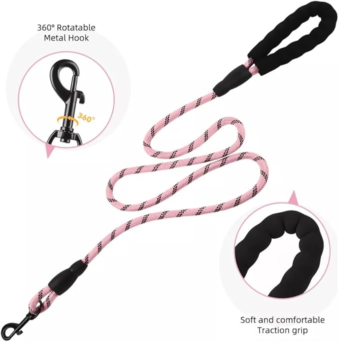 Dog Harness No Pull Adjustable Reflective,for Medium and Large Small Dog with Leash 59.06in (Pink, L)