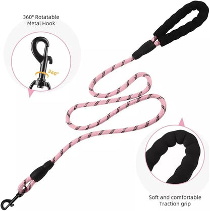 Dog Harness No Pull Adjustable Reflective,for Medium and Large Small Dog with Leash 59.06in (Pink, XL)