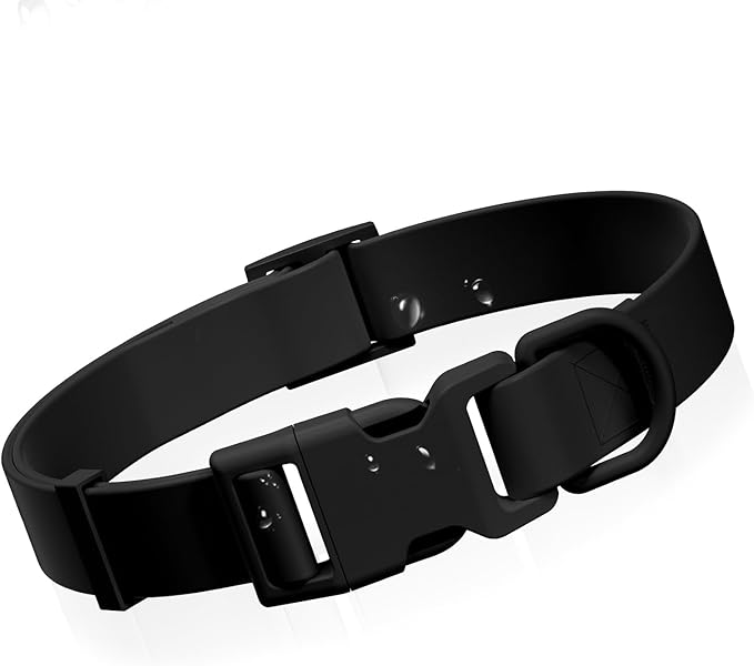 Waterproof Dog Collar, Rubber Adjustable Collars with Quick Release Buckle, Odor-Resistant, Easy to Clean Pet Collars for Small Medium or Large Dogs (Black, L 15.4-24.8 inch)