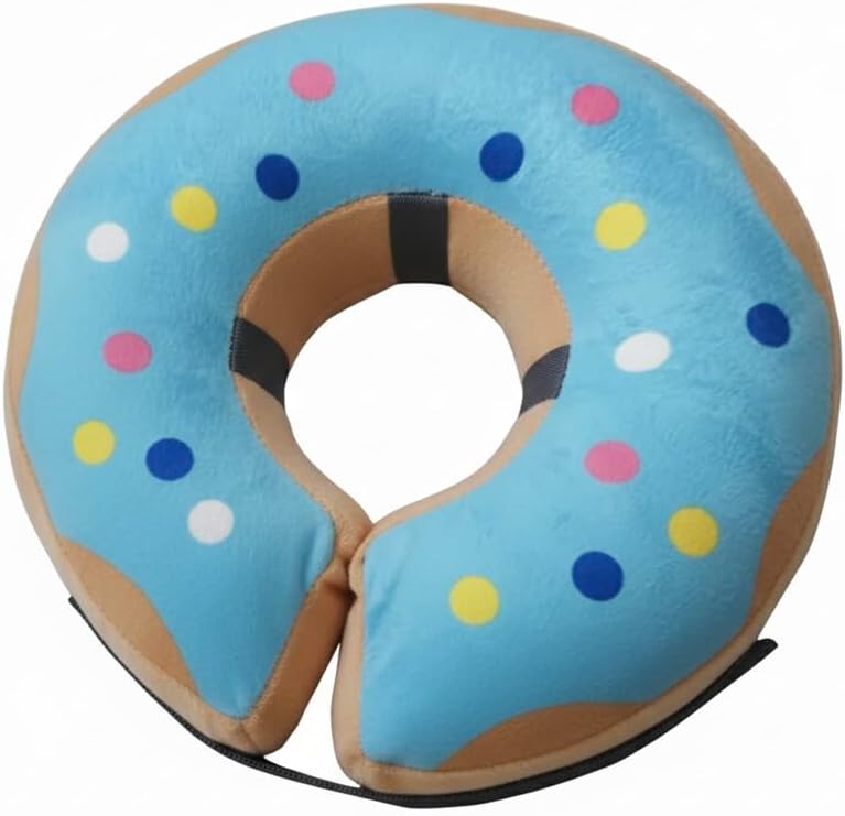 PAWRELIEF Soft Inflatable Dog Cat Cone Collar – Pet Recovery & Protective Dog Neck Collar for Medium Dogs Cats to Prevent Scratching, Licking (Blue Donut, Medium)