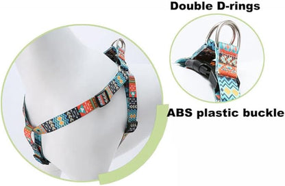 Dog Harness and Leash Set, Pretty Pattern No-Pull Pet Halter Puppy Vest Outdoor Easy Walk for Small Medium Large Breed Pug Bully Mastiff Dogs Female Male, Blue M