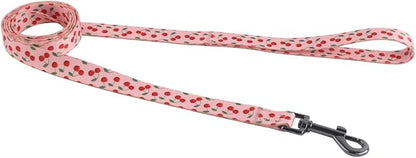 Harness and Leash Set, Floral Pattern, 5ft Matching Leash, No Pull, Easy Wear for Small Dogs.(S, Pink Cherry)