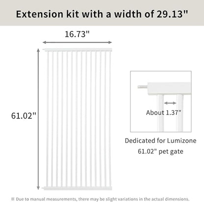 Lumizone Extra Tall Cat Gate Extension Kit 61.02" High Pressure Mounted 2025 New 29.52" Extra Wide 1.37" Gap No Drilling Tall Pet Gate for Dogs (White, 61.02" H x 29.52" W, Extension)