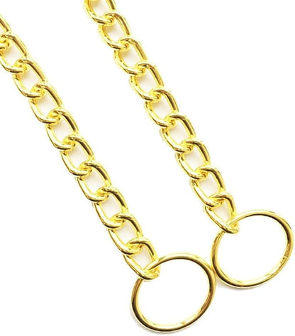 Chain Choke Collar for Dogs, Metal Slip Link Training Heavy Duty Dog Collar Martingale Puppy Collars for XXS XS Small Medium Large Big XL Breed Dogs (Gold, S(Neck Max 16inch) D2.5mm)