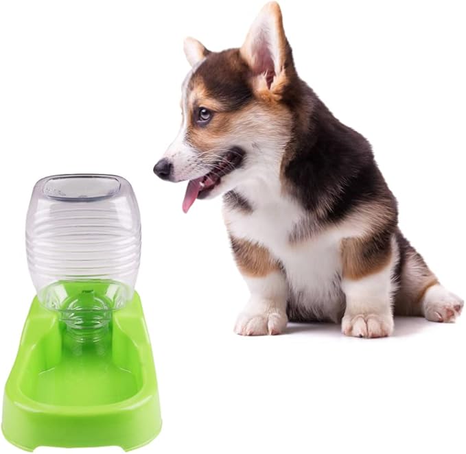 Mipcase Dog Water Feeder, Dog Water Dispenser Large, Automatic Pet Food Water Dispenser Plastic Food Feeding Bowls for Dogs Cats (Green)