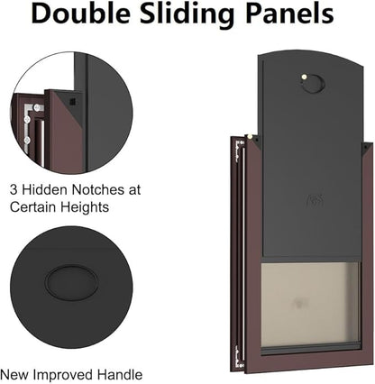 Rescumascer XL Dog Door for Door, Aluminum Extra Large Dog Door with Two Sliding Lock Panels, Large Pet Door for Dogs up to 220lbs