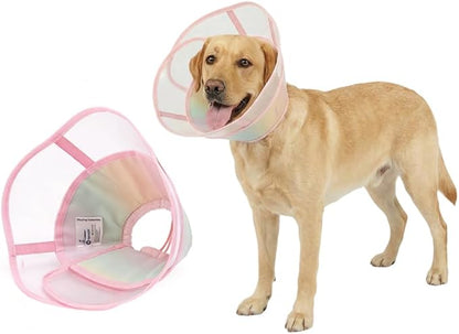 Touchdog Soft Dog Cone Collar,Waterproof & Foldable Elizabethan Collar for Dogs After Surgery, No Lick Recovery E-Collar, Comfortable Protective Cone Alternative for Small Medium Large Dogs (Pink, XS)