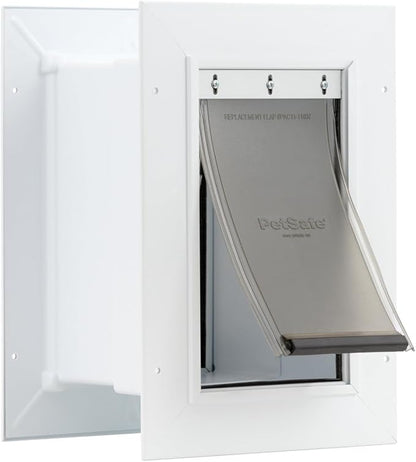 PetSafe Wall Entry Pet Door - Rust-Free Telescoping Frame - Easy Install for Interior & Exterior Walls 4 3/4" - 7" Thick - Small - for Pets Up to 15 Lb