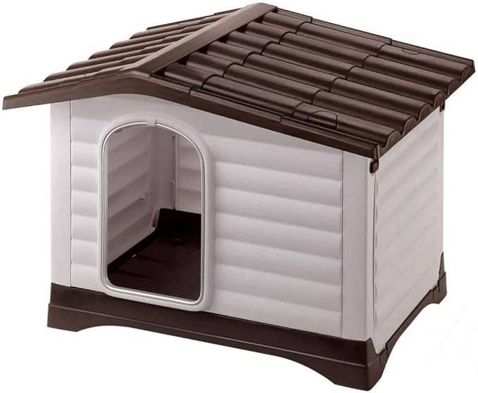 Ferplast Outdoor Kennel, Dog House DOGVILLA 90 in Resistant Thermoplastic Resin, Opening Side Panel