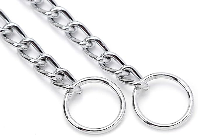 Chain Choke Collar for Dogs, Metal Slip Link Training Heavy Duty Dog Collar Martingale Puppy Collars for XXS XS Small Medium Large Big XL Breed Dogs (Silver, M(Neck Max 18inch) D3mm)