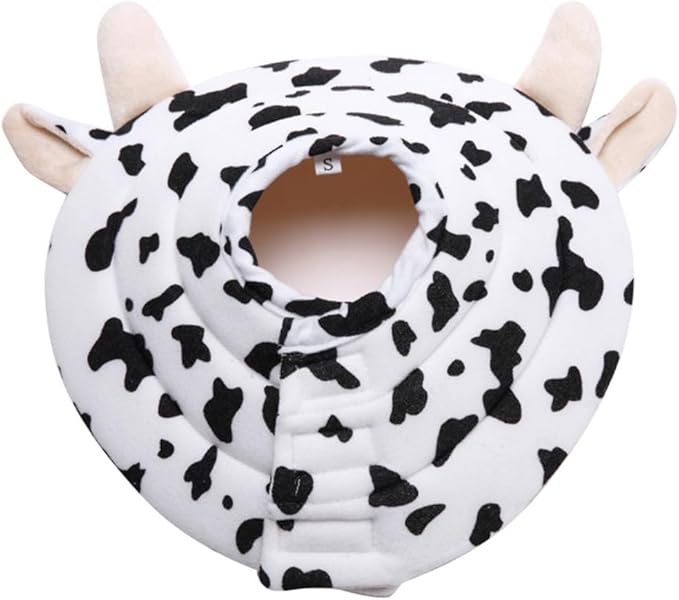 Soft Dog Cone for Small Dogs Flower Dog Cone Collar Adjustable Surgery Recovery Collar for Dogs Frog, Cow, Elephant Pet Cones foe Dogs (Cow, M)