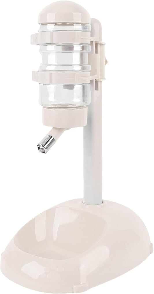 Pet Standing Water Dispenser, Height Adjustable Automatic Water Feeder Food Feeder Bowl, 500ml Dog Water Bottle Dispenser, Dog Cat Feeding Water Bowl Set (Beige)