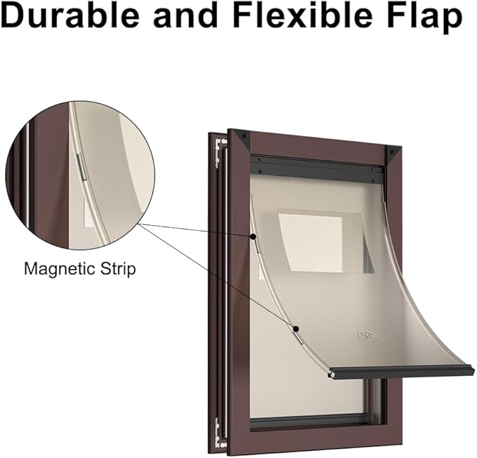 Rescumascer Large Dog Door for Door, Doggy Door with Two Sliding Lock Panels, Aluminum Doggie Door for Large Dogs up to 80lbs