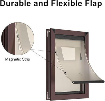 Rescumascer Large Dog Door for Door, Doggy Door with Two Sliding Lock Panels, Aluminum Doggie Door for Large Dogs up to 80lbs