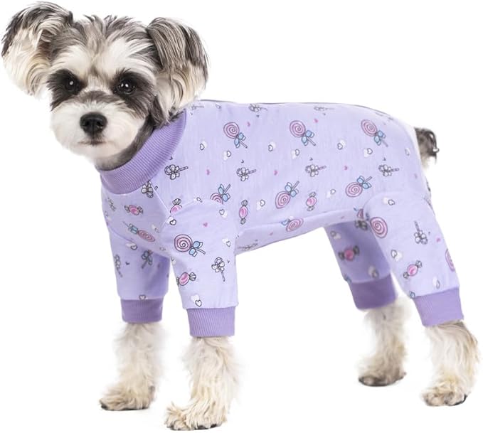 Surgery Recovery Suit for Small Dogs, Onesie for Surgery Female Dogs, Small Dogs Pajamas Long Sleeve, Abdominal Wound Bandages Surgical Suit, Dog Cat Recovery Suit for Shedding Skin Disease