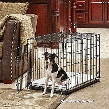 MidWest Homes for Pets 30-Inch LifeStages Crate for Medium Breeds, 21-40 lbs, Single Door Folding Dog Crate with Divider Panel, Leak-Proof Tray & Secure Latch, Heavy-Duty & Easy to Assemble