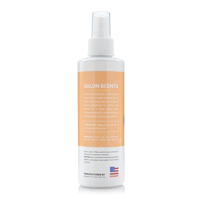 Bark2Basics Salon Scents Pet Grooming Cologne Spray - 8 oz, Natural Professional Grade Perfume for Dogs and Cats, Long Lasting, Deodorizing, Made in USA (Peach Fizz)