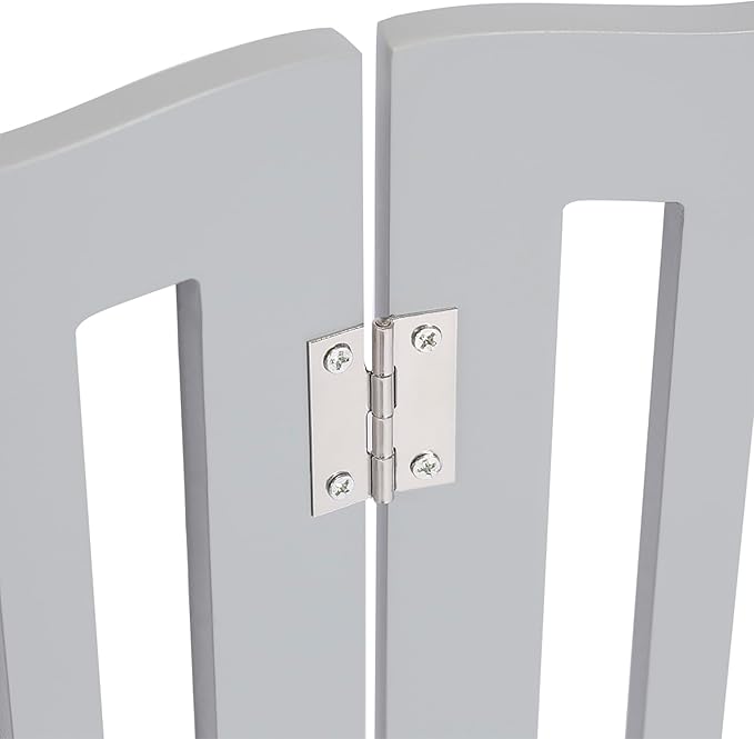 Pet Gate, Wooden Free Standing Dog Gate for Small Dogs and Cats. Great Folding Fence for Doorways, Halls, Stairs. Grey