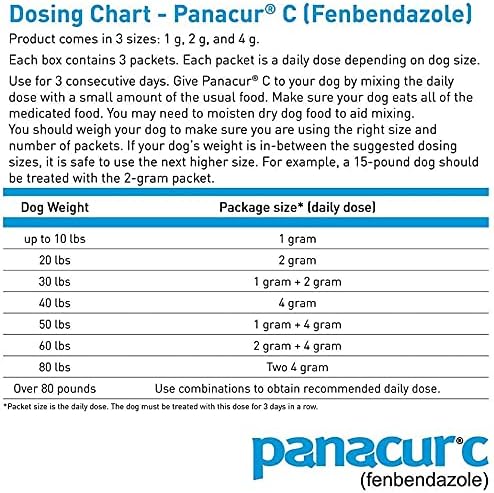 Panacur C Canine Dewormer Dogs 1 (3 Packets) Gram Each Packet Treats 10 lbs