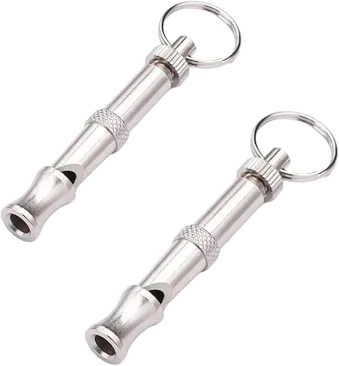 2Pcs Silver Adjustable Ultrasonic Dog Whistle,Portable Whistle Pet Whistle Supersonic Whistle Dog Whistles for Pet Training，Training and Behavior Aids，Dog Whistles