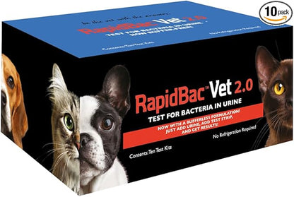 RapidBac™ Vet – 15-Minute at-Home Urine Test for Dogs and Cats to Quickly Screen for UTI Causing Bacteria, 10 Pack