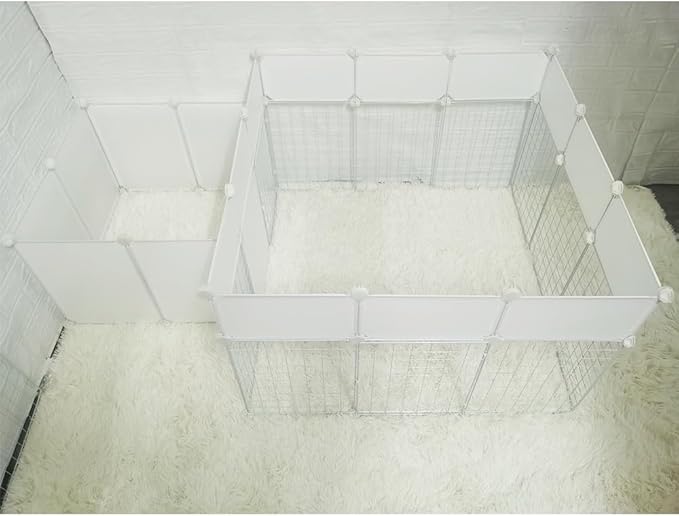 Dog Playpen Indoor with Door, DIY Puppy Play Pen Portable Metal Wire Yard Fence Small Animal Exercise Cage for Big-Sized Dog (White(Big