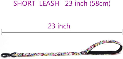 Martingale Dog Collar with Stainless Steel Chain - Limited Chain Cinch Training Collar for No Pull Training Dog - Flower Multicolor Cute Patterns - Premium No Slip Collar (M, Black Set)