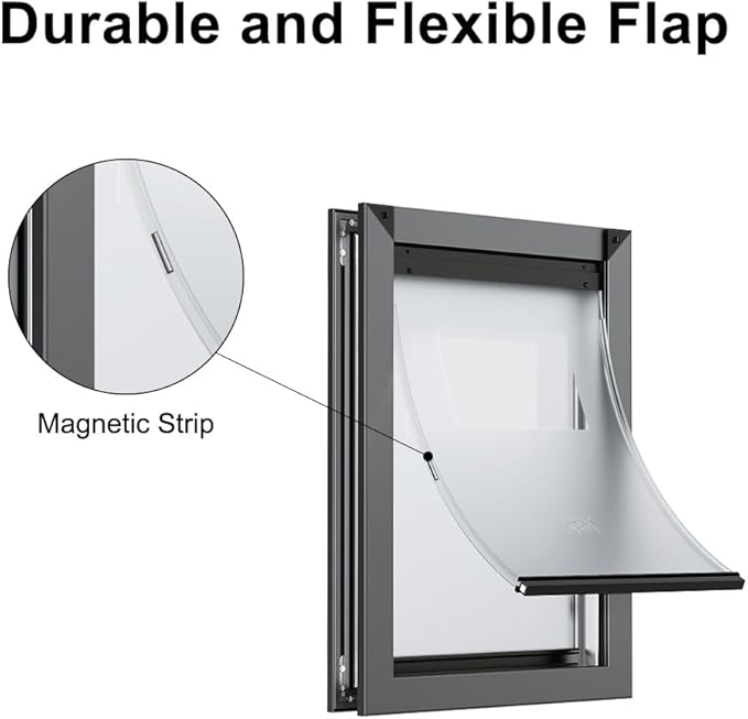 Rescumascer Medium Dog Door for Door, Aluminum Doggy Door with Two Sliding Lock Panels, Doggie Door for Medium Dogs and Large Cat up to 30lbs