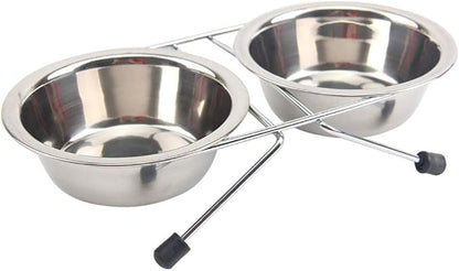 JiangYanus Elevated Dog Cat Food and Water Bowls, Stainless Steel Raised Pet Dish Feeder Retro Iron Elevated Stand for Dogs and Cats (Small)