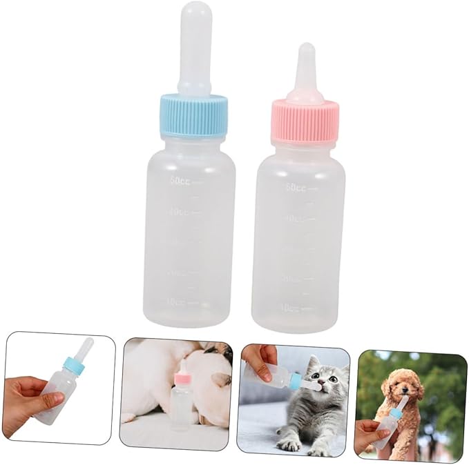 WOONEKY 2pcs Kitten Milk Bottle Puppy Feeding Bottles for Small Animals Optimal Capacity Convenient Design for Kittens and Puppies and Easy to Use