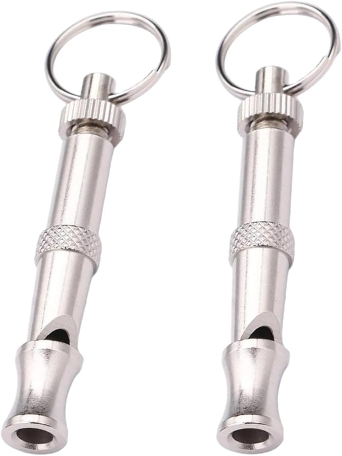 2Pcs Silver Adjustable Ultrasonic Dog Whistle,Portable Whistle Pet Whistle Supersonic Whistle Dog Whistles for Pet Training，Training and Behavior Aids，Dog Whistles