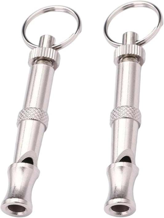 2Pcs Silver Adjustable Ultrasonic Dog Whistle,Portable Whistle Pet Whistle Supersonic Whistle Dog Whistles for Pet Training，Training and Behavior Aids，Dog Whistles