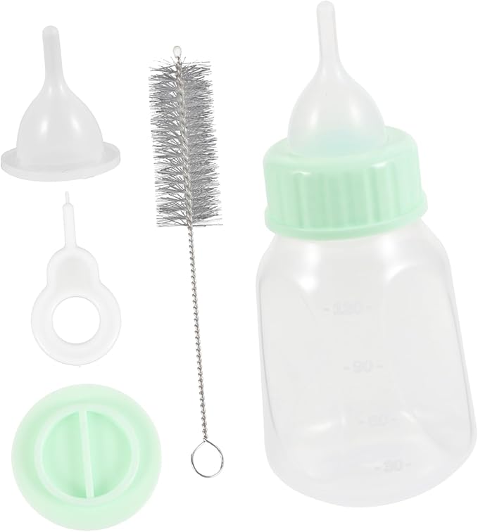 WOONEKY 120ml Pet Bottle Kit for Kitten Puppy Feeding Kitten Milk Feeder Soft Elastic Reusable Nursing Bottle