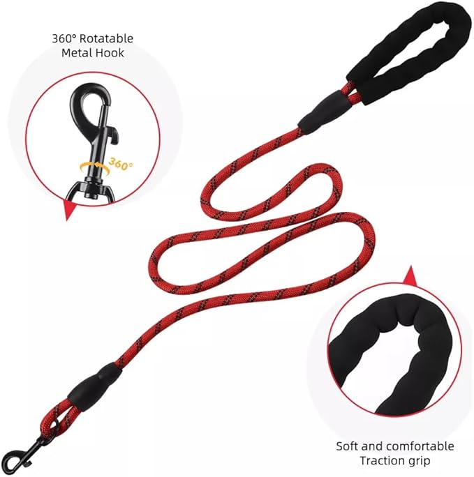 Dog Harness No Pull Adjustable Reflective,for Medium and Large Small Dog with Leash 59.06in (Red, L)