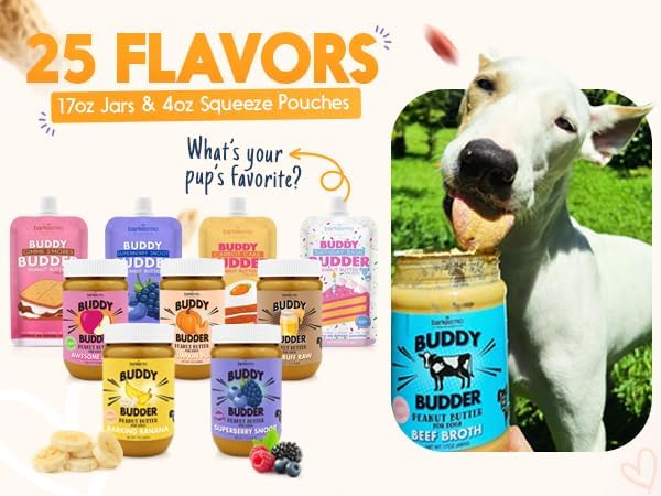 Ruff Ruff Raw + Pumpkin Pup Buddy BUDDER, Natural Peanut Butter for Dogs, Made in USA (Set of 2/ 17oz Jars)