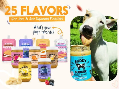 Ruff Ruff Raw + Pumpkin Pup Buddy BUDDER, Natural Peanut Butter for Dogs, Made in USA (Set of 2/ 17oz Jars)