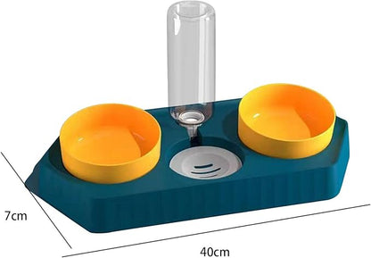 Dog Bowls Drinking Food Container Wet and Dry Food Bowls Set Pet Feeding Station Automatic Pet Feeder for Cats Dogs Supplies, Three Blue