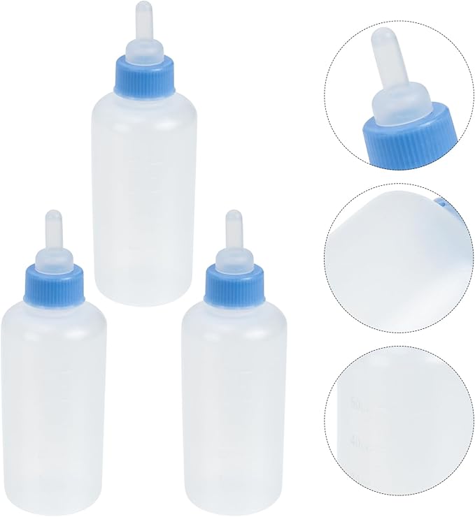 VICASKY 3Pcs Pet Nursing Feeders Pet Milk Bottles for Kittens and Puppies Leak Design with Measurement Scale for Newborn