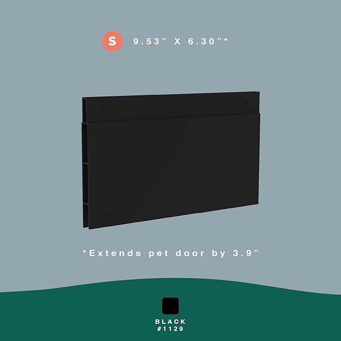 Hakuna Pets Patio Pet Door 3.9” Height Extension, Fits Screen Insert Panel for Small Doors, Black